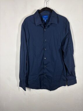 Apt. 9 Men's Dark Blue Long-Sleeve Button-Up Shirt size large